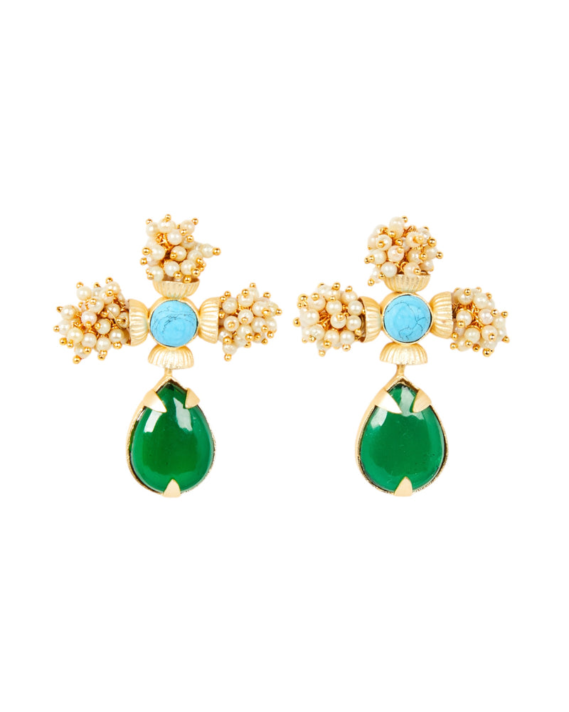 Caviar Perle Vert Earrings