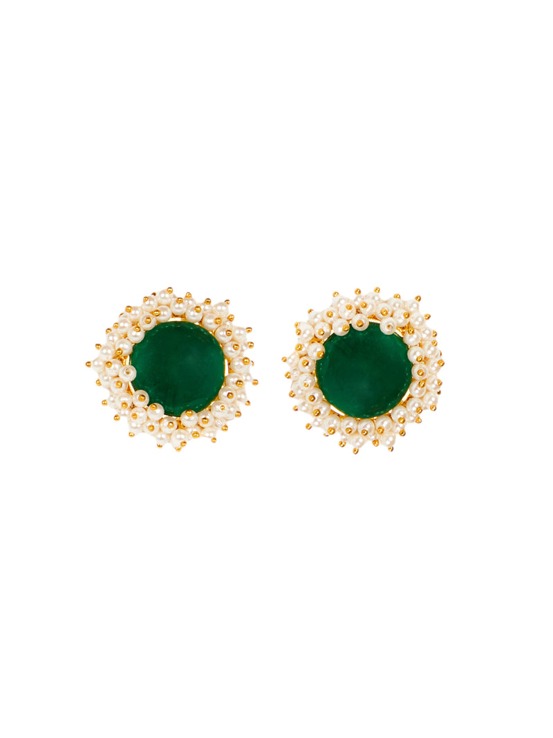 Cluster Perle Vert Earrings