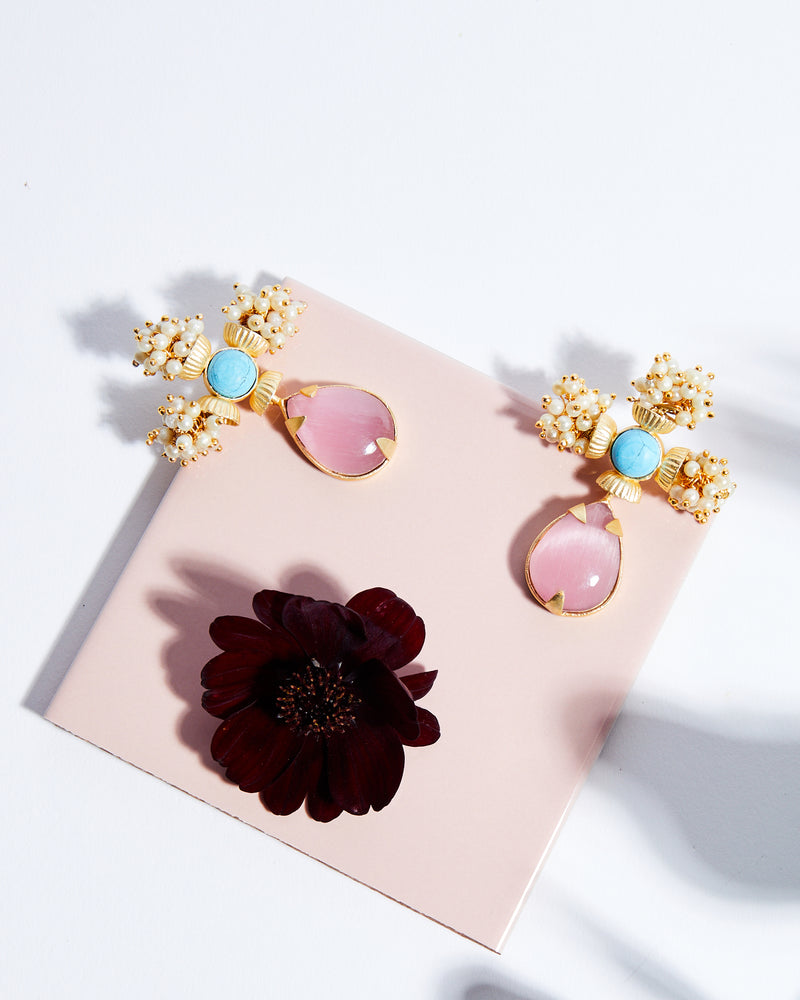 Caviar Perle Rose Earrings