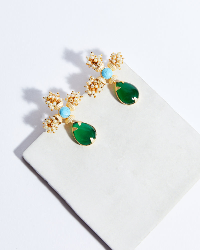 Caviar Perle Vert Earrings