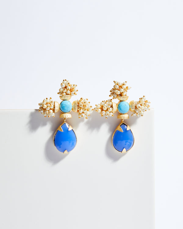 Caviar Perlé Blue Earrings