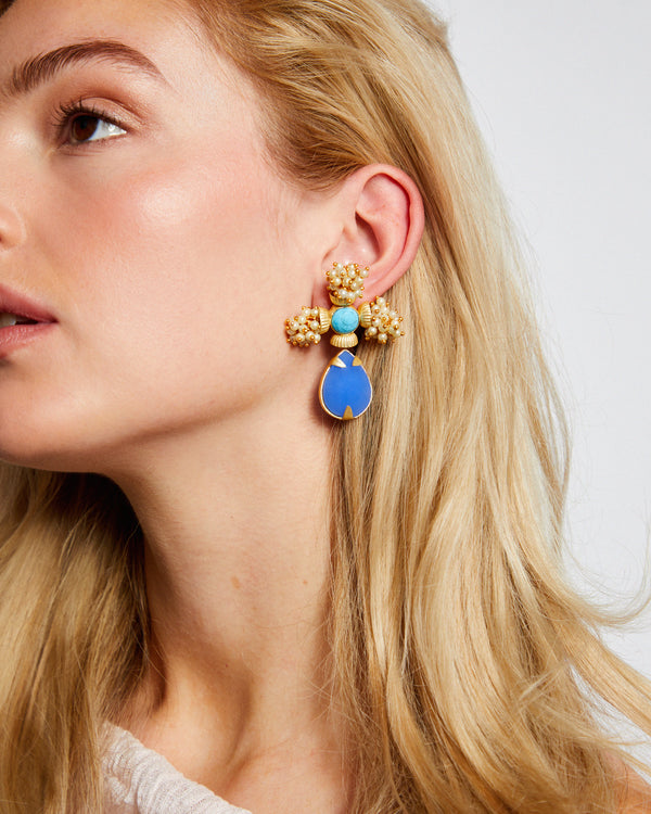 Caviar Perlé Blue Earrings