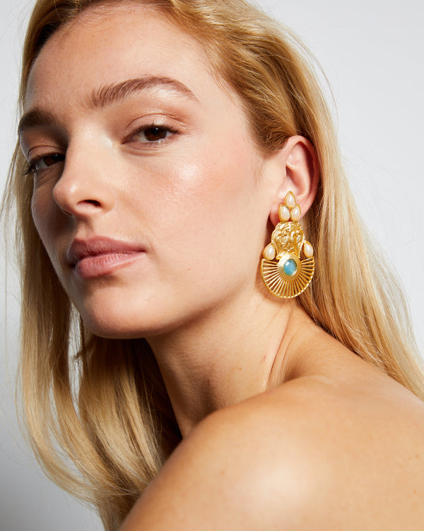 Golden Empire Blue Earrings