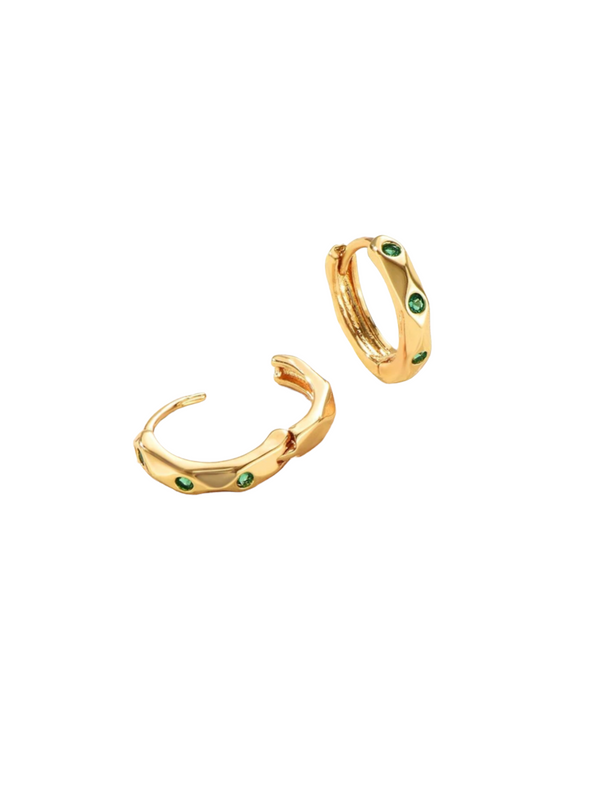Cosmic Emerald Huggie Earrings