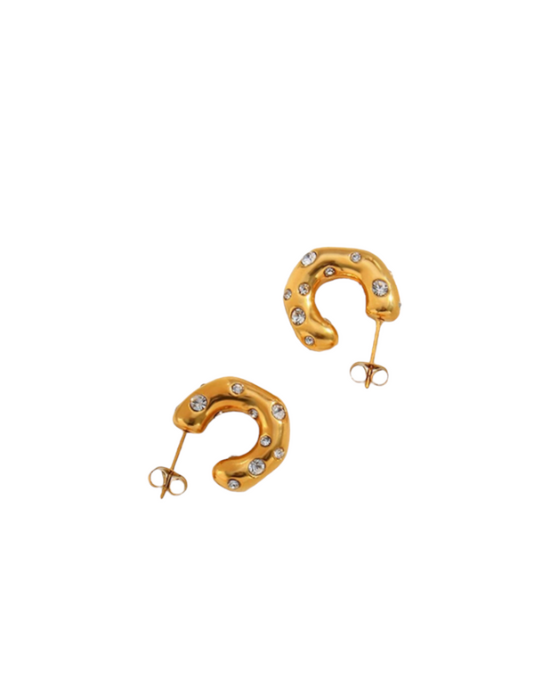 Chunky Gold Crystal Huggie Earrings