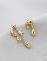 Melting Geometric Gold Crystal Earrings