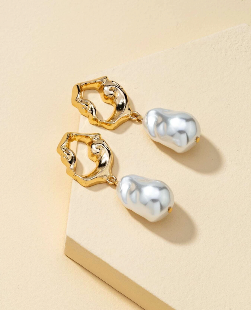 Baroque Pearl Swirl Drop Earrings